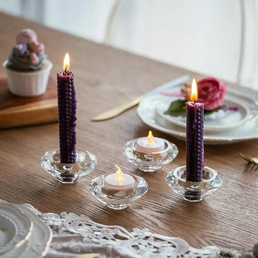 (Set of 8) Crystal Glass Decorative Stick Candle Holder Home Accessory Tealight Candle Holder
