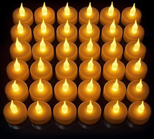 SPARSHMART Sima Flameless and Smokeless Decorative Candles Led Tea Light Candle Perfect for Gifting, House, Light for Balcony Pack of 12