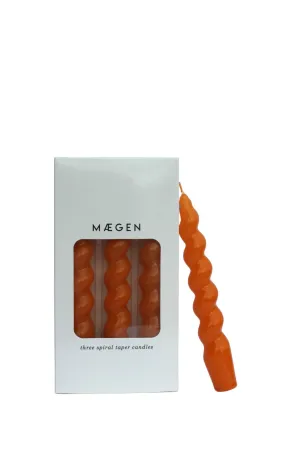 Spiral Taper Candles - Three Pack in Tangerine