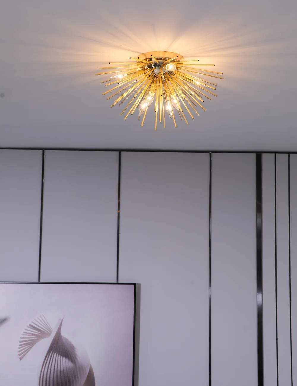 Sputnik Chandelier, 8-Light Flush Mount Ceiling Light