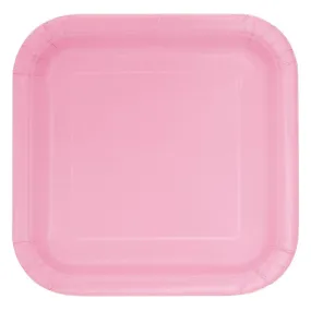 Square Paper Dinner Plates - Lovely Pink