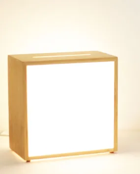 Square Shaded Wooden Lamp | 10 x 10 x 10 inches