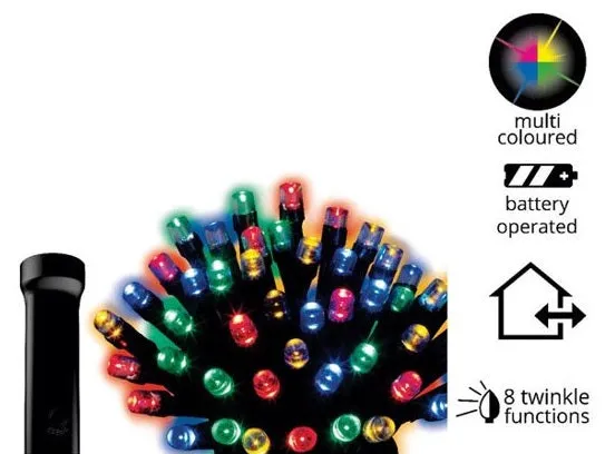 String of 96 LED Battery Operated Fairy Lights (8 Function Twinkle Effect Multi-Colored)