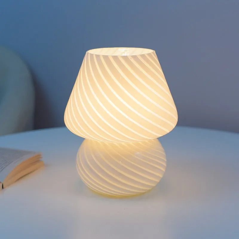 Striped LED Mushroom Table Lamp for Decor