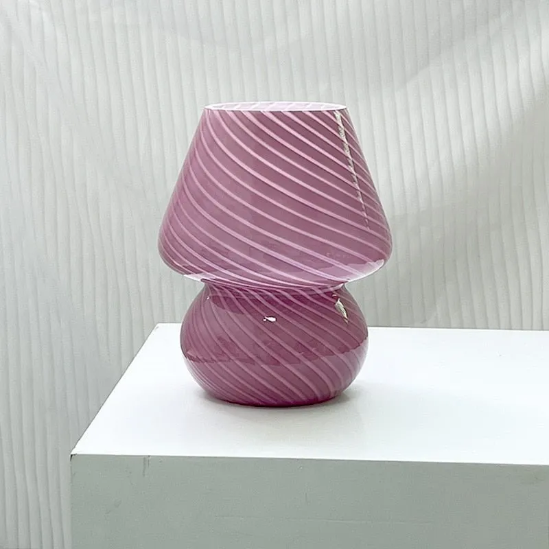 Striped LED Mushroom Table Lamp for Decor