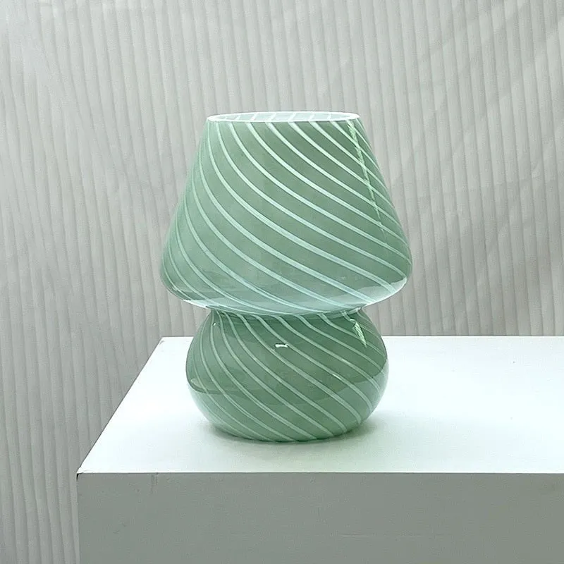 Striped LED Mushroom Table Lamp for Decor