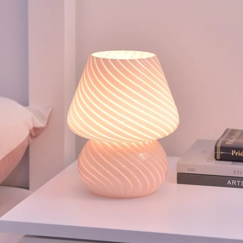 Striped LED Mushroom Table Lamp for Decor