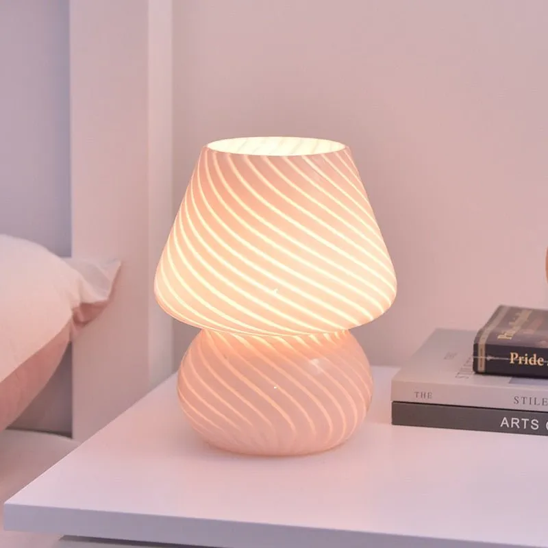 Striped LED Mushroom Table Lamp for Decor