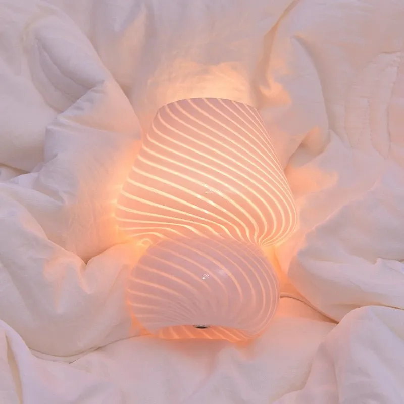 Striped LED Mushroom Table Lamp for Decor
