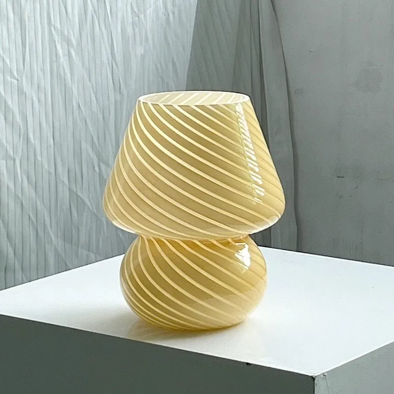 Striped LED Mushroom Table Lamp for Decor
