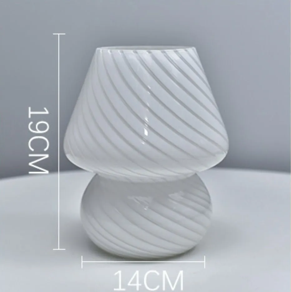Striped LED Mushroom Table Lamp for Decor