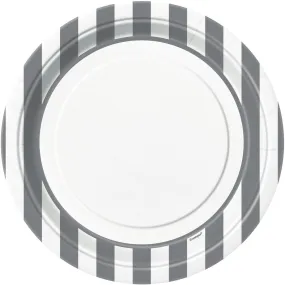 Stripes Paper Dinner Plates - Silver