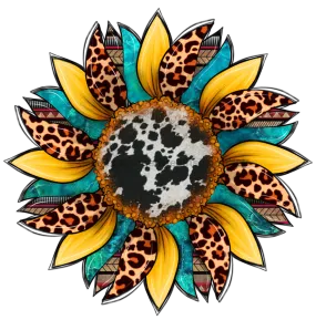 Sunflower, Cow Print Flower, Leopard Flower, wood sign, Door Hanger, DECOE-W-089