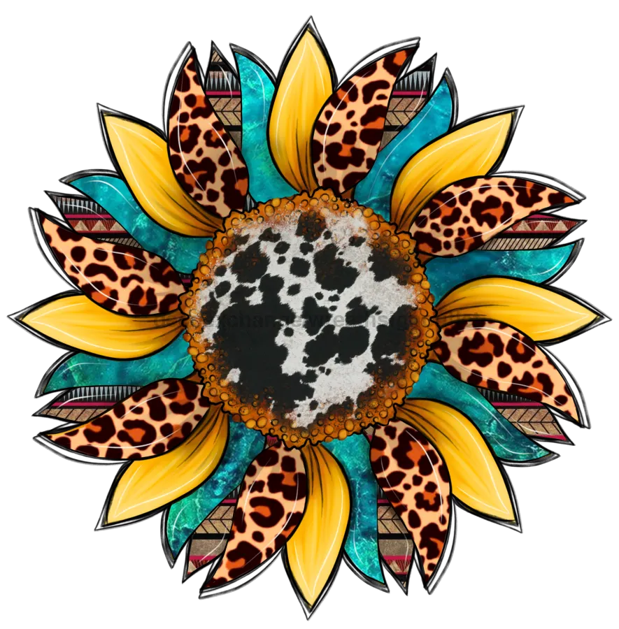 Sunflower, Cow Print Flower, Leopard Flower, wood sign, Door Hanger, DECOE-W-089