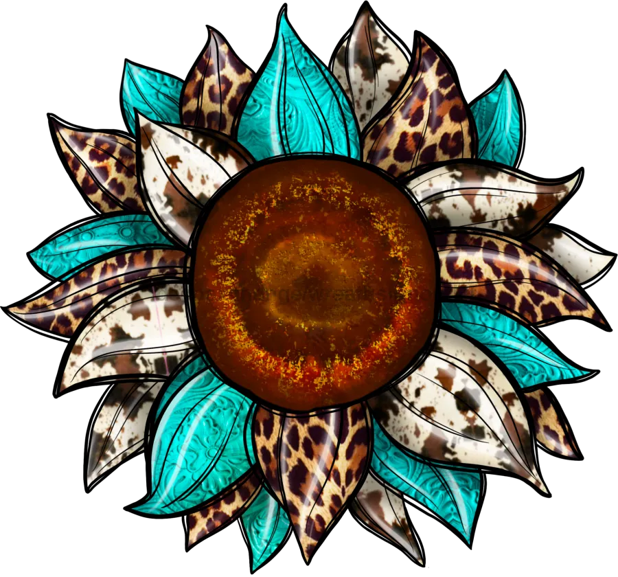 Sunflower, Cow Print Flower, Leopard Flower, wood sign, Door Hanger, DECOE-W-090-DH