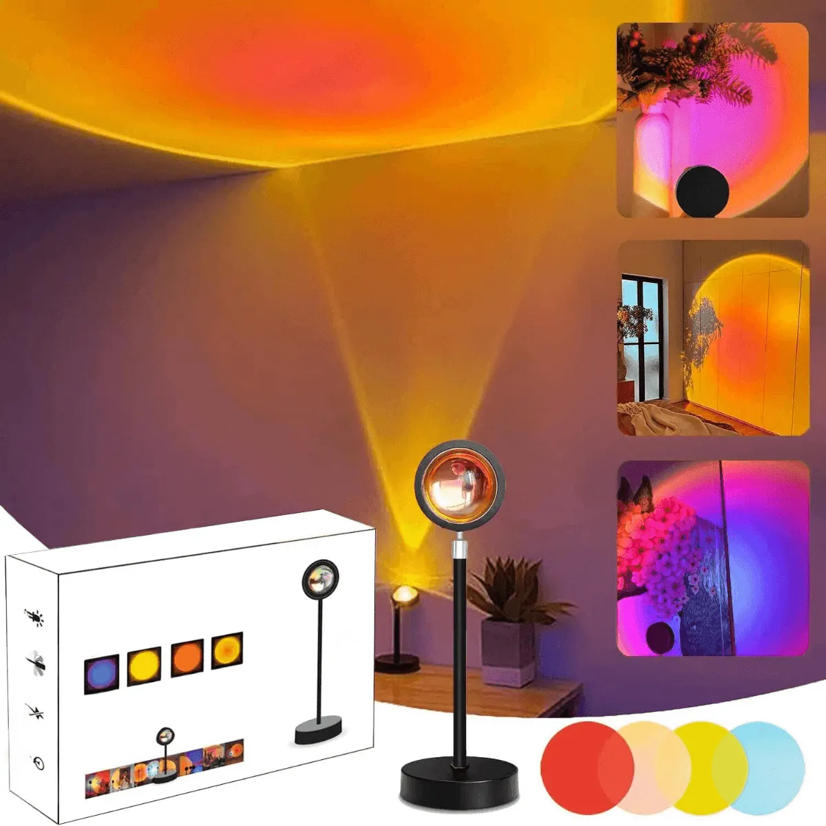 Sunset Lamp, LED Light, Romantic Ambiance, Energy-Efficient, Durable Aluminum Design, Perfect for Cozy Spaces