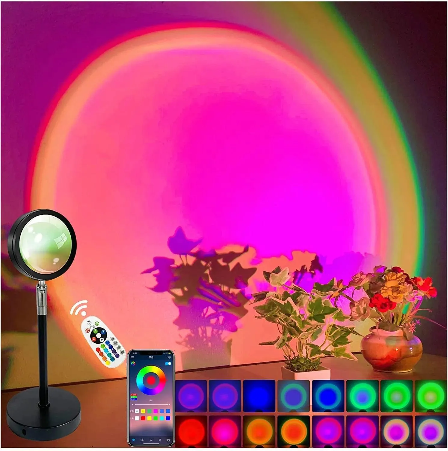 Sunset Lamp, LED Light, Romantic Ambiance, Energy-Efficient, Durable Aluminum Design, Perfect for Cozy Spaces