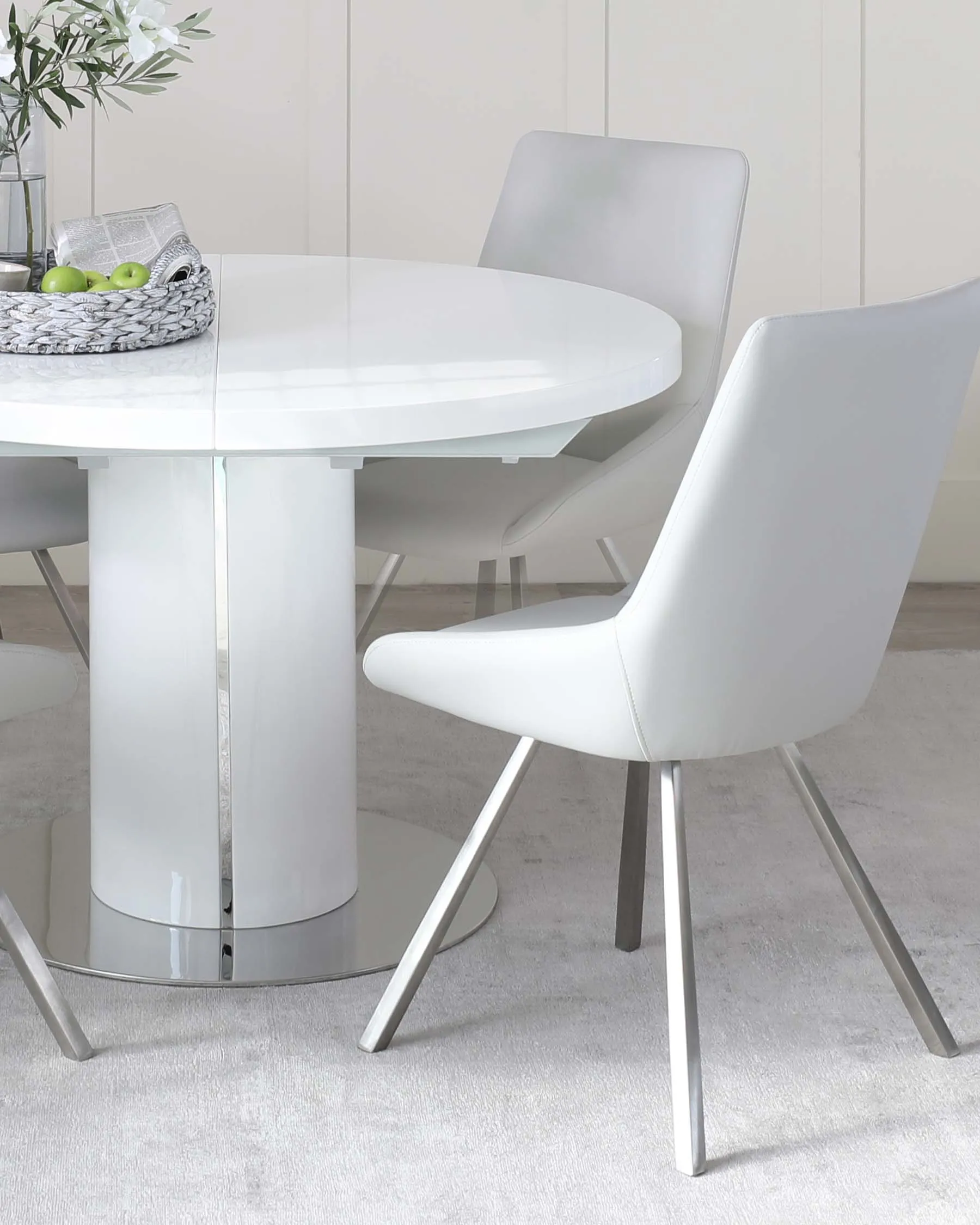 Theo Light Grey Faux Leather Dining Chair (Sold in pairs)