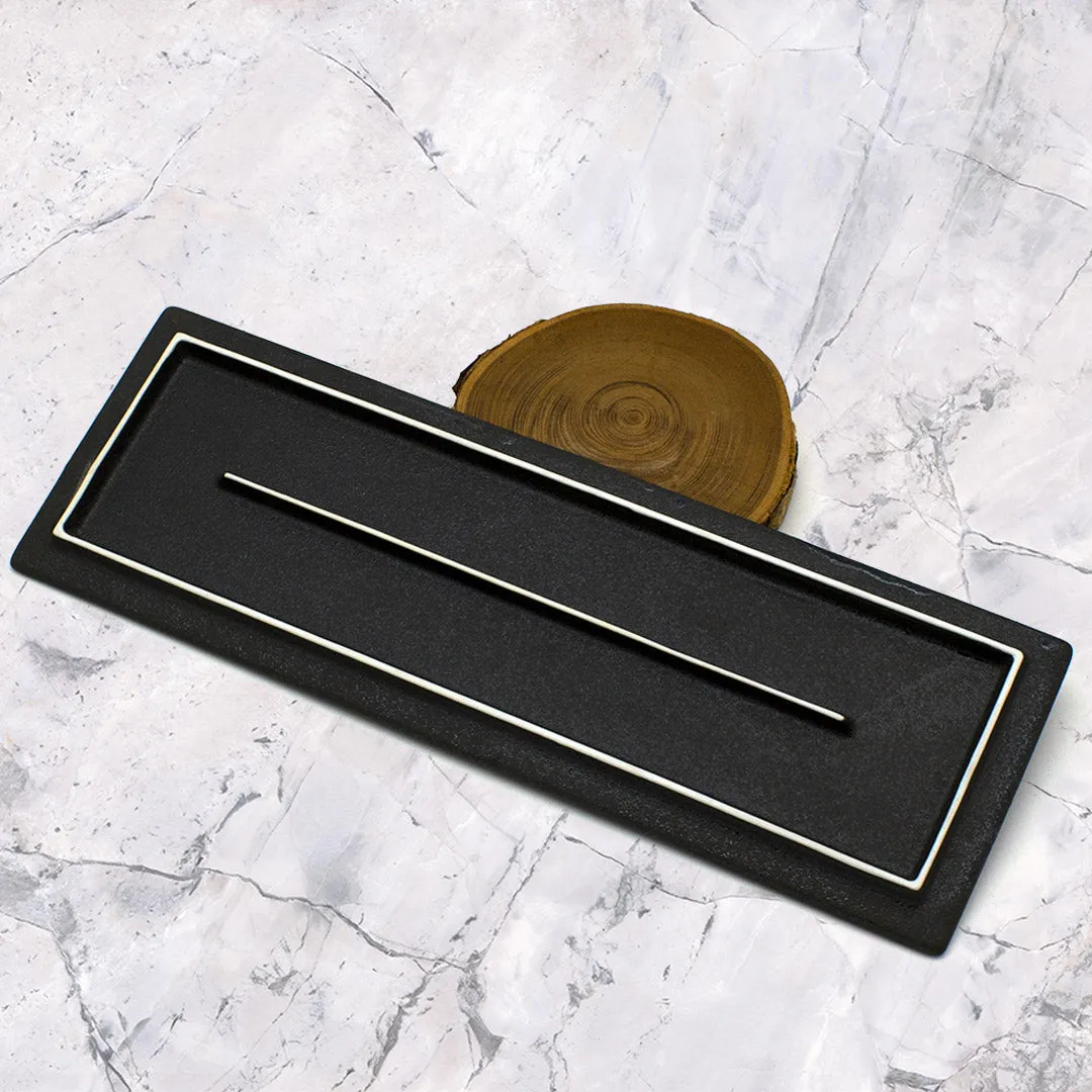 TIKUSAN Serving Platters, Sushi Plate Set of 2, Rectangle Plates Made in Japan, Ceramic Plates for Dinner Party Restaurant for Appetizer, Meat, Dessert(Black)