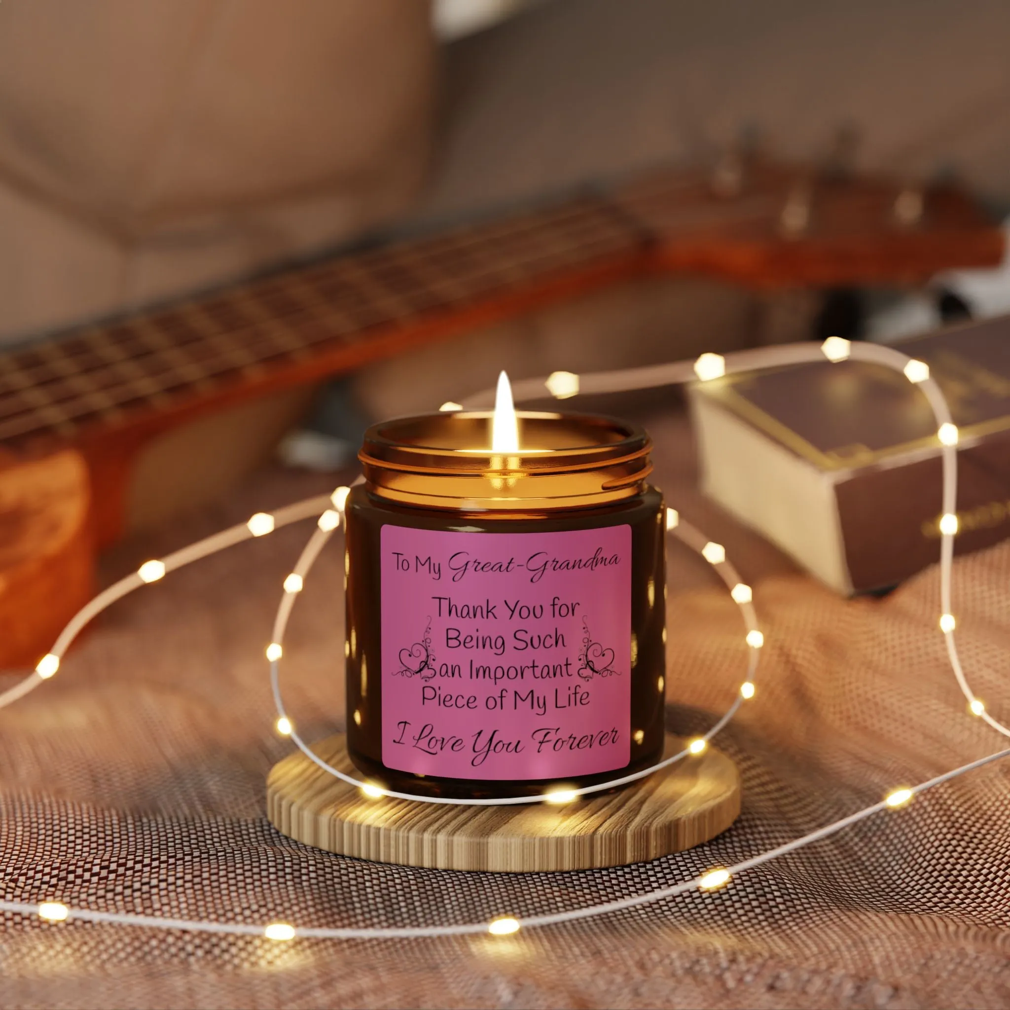 To My Great-Grandma Scented Soy Candle (Multi-Size, Amber Jar)