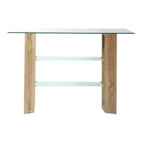 Transparent Glass Console Accent Table With Wooden Legs Dt-568-1