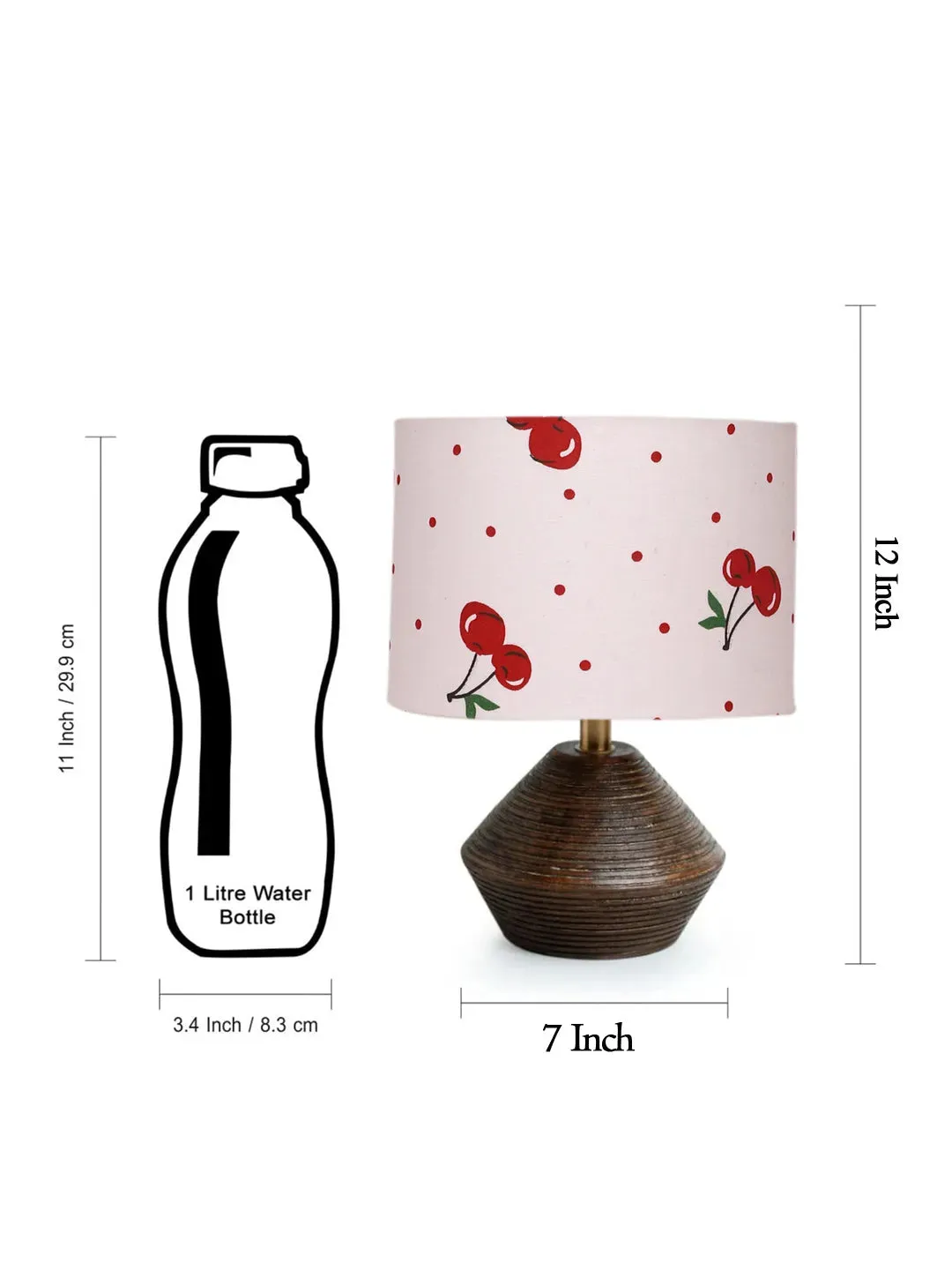 Trendy Cotton Table Lamp with Wood Natural Base | 7 x 12 inches