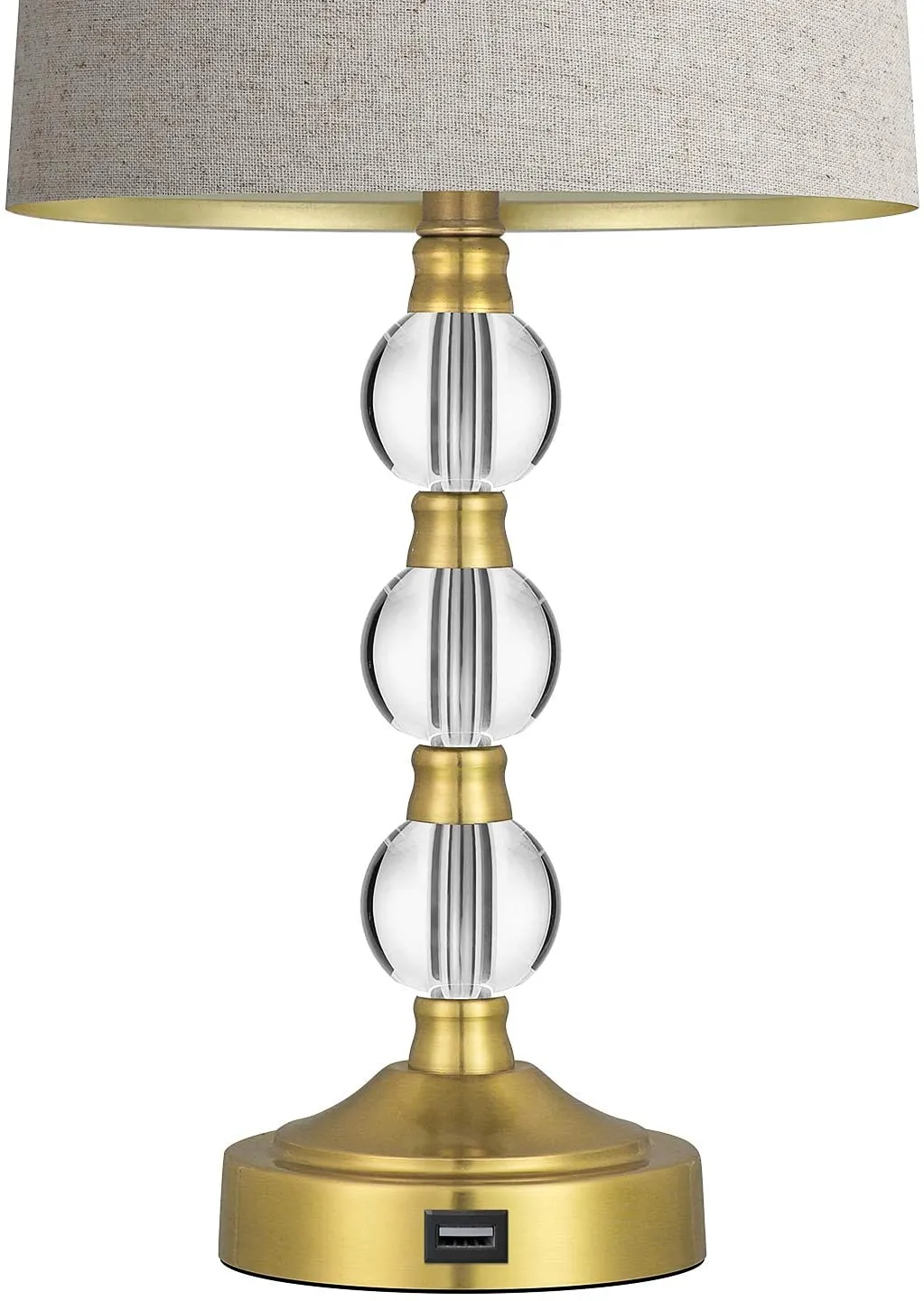 USB Table Lamps Set of 2 Accent Antique Brass
