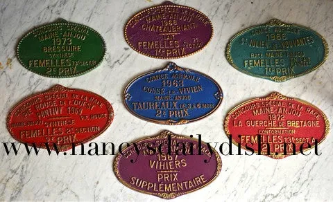 Vintage Equestrian GREEN French Country Juments Trait du Maine Horse 1 PRIX Award Plaque 1957