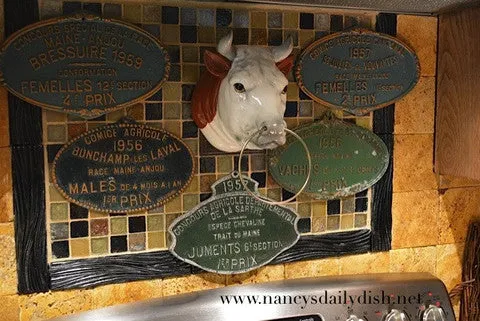 Vintage Equestrian GREEN French Country Juments Trait du Maine Horse 1 PRIX Award Plaque 1957