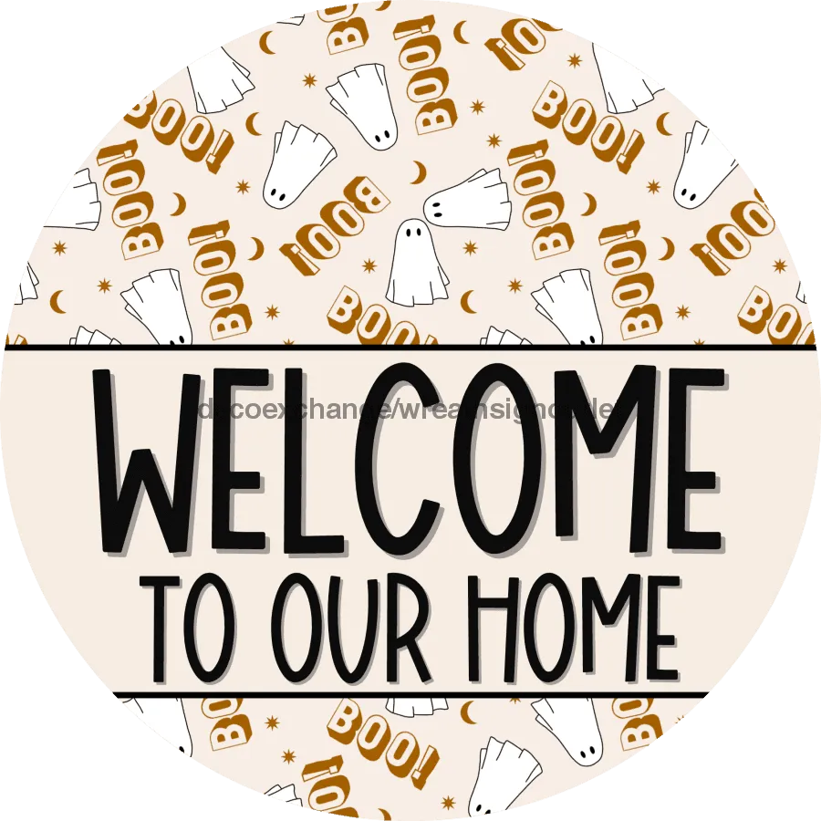 Vinyl Decal, Halloween Vinyl Decal, Ghost Vinyl Decal, Boo Vinyl Decal, DECOE-2385, Sign For Wreath, Round Sign, 10" Vinyl Decal