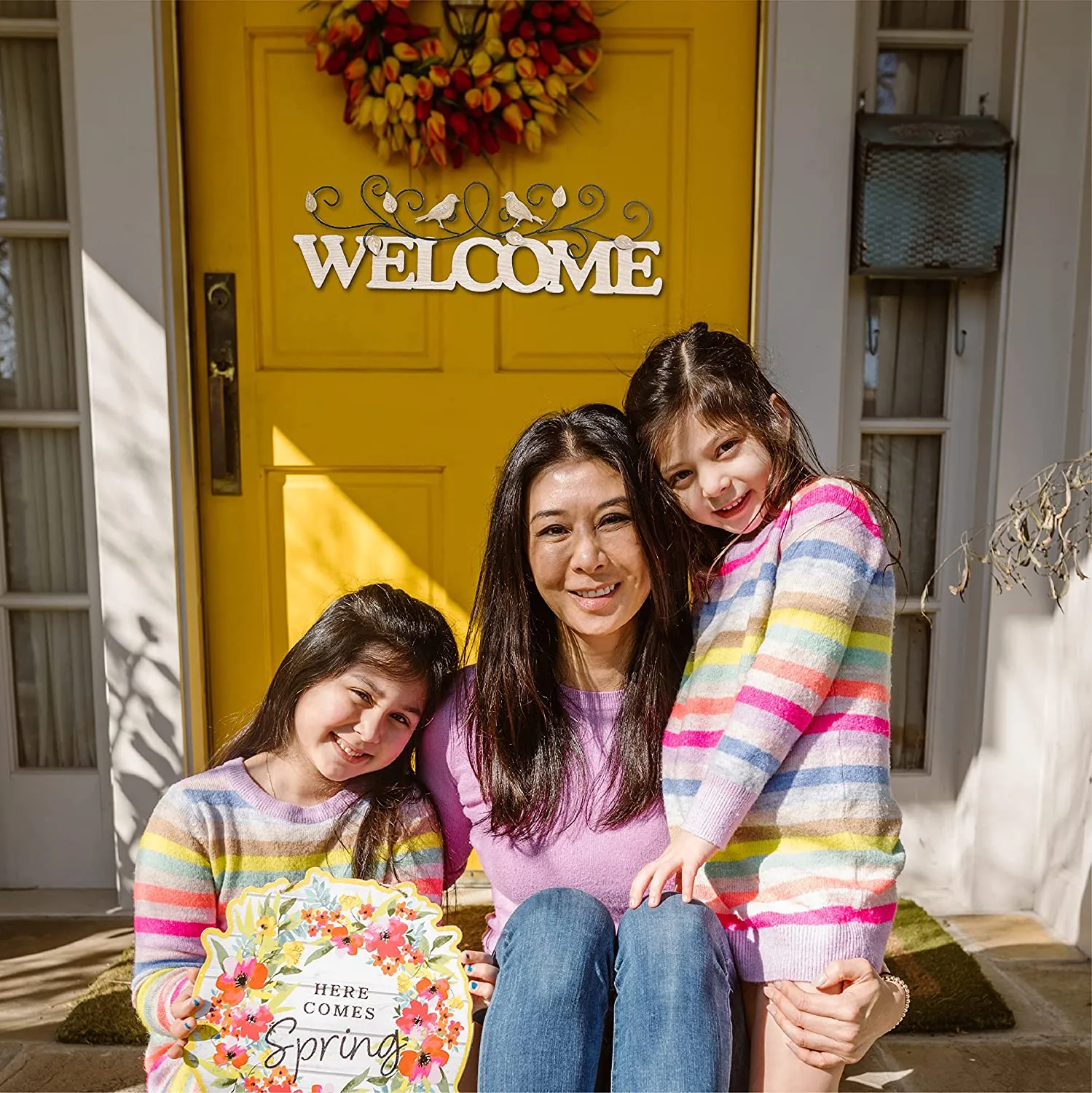 Welcome Sign for Front Door-Large Wooden Welcome Sign for Front Door Decorations