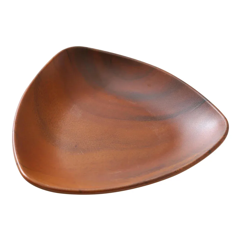 Yanco WD-609 20 Oz Brown Melamine Triangular Wooden Plate, Pack of 24
