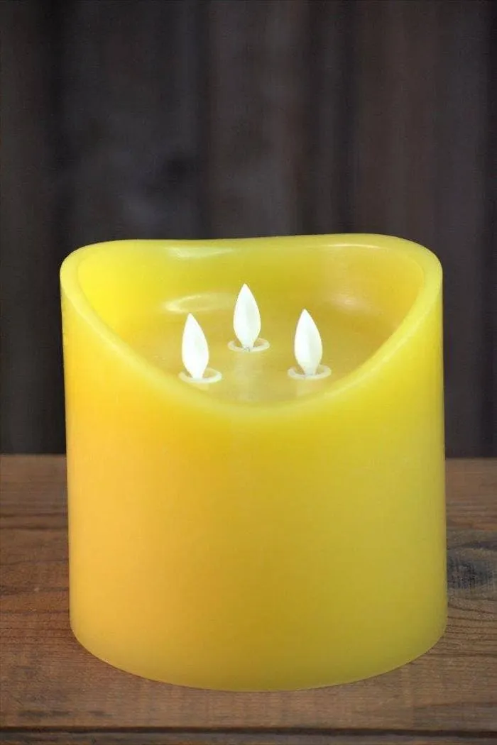 Yellow 3 Wick LED Candle